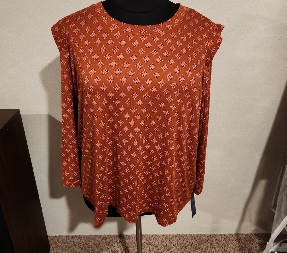 Democracy Women's Plus Size 3X Long Sleeve Top Rust NWT